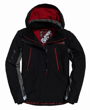 Superdry Hooded Overhead SD-Windattacker Férfi Kabát Fekete/Szürke/Piros | NJXTL1543